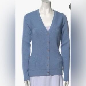 Favorite Daughter Blue Cardigan Sweater V-Neck Fine Knit